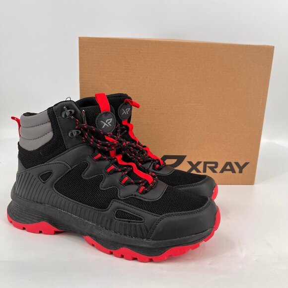 Xray Bunder Sneaker Boots Size 10 Black Red Mesh High Top Textile Hiking Shoes